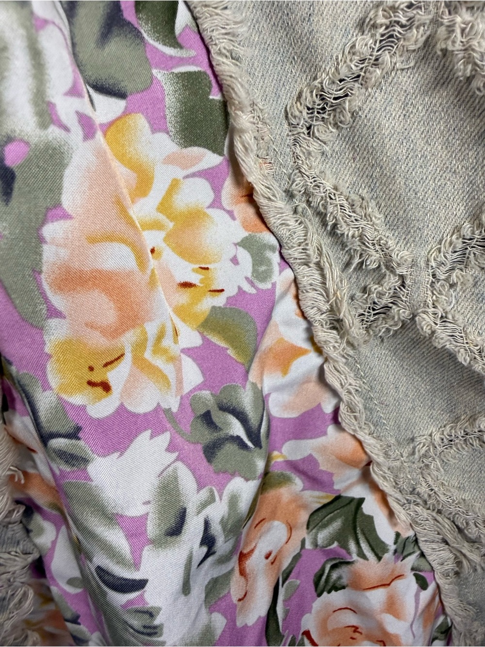 POL Floral Patchwork Raw Edge Boho Cardigan Jacket Size S - Picture 5 of 11